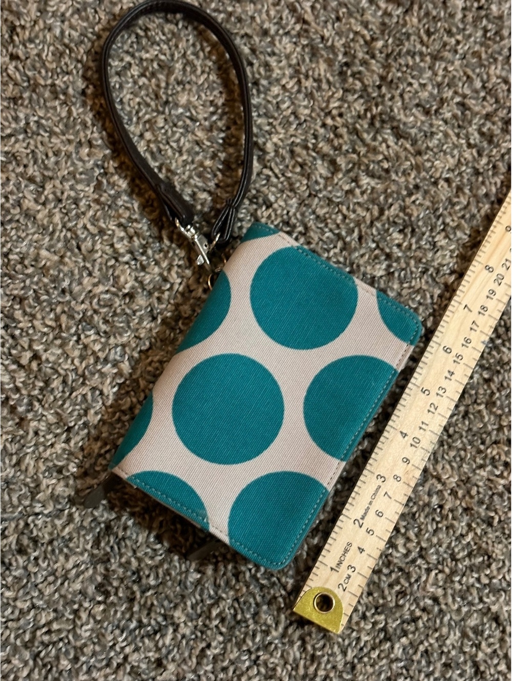 Thirty-One Teal Polka Dot Wristlet Wallet